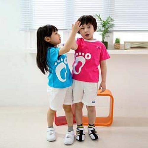 [미래아이] 교사용티셔츠 발바닥 (핑크/블루) ★교사용★