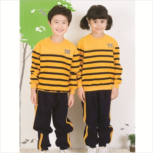 [서울원복]활동복1138-노랑+곤색S/T라운드 / 5벌세트