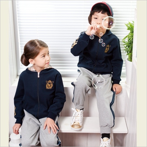 [서울원복]활동복1208-곤색#배색 모자달이 / 5벌세트