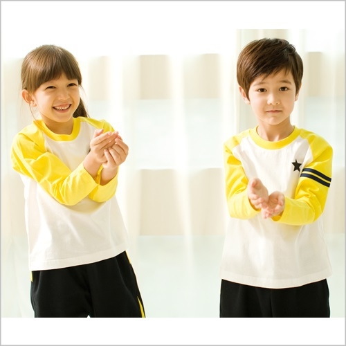 [서울원복]활동복1409-노랑별 소매줄T / 5벌세트