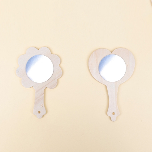 [대원피앤피] 나무 거울 디자인 2종 택1 꾸미기 재료 봄 만들기(꽃/하트)