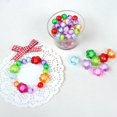 반제품 홀로그램 이중 꽃 비즈(약 35개)