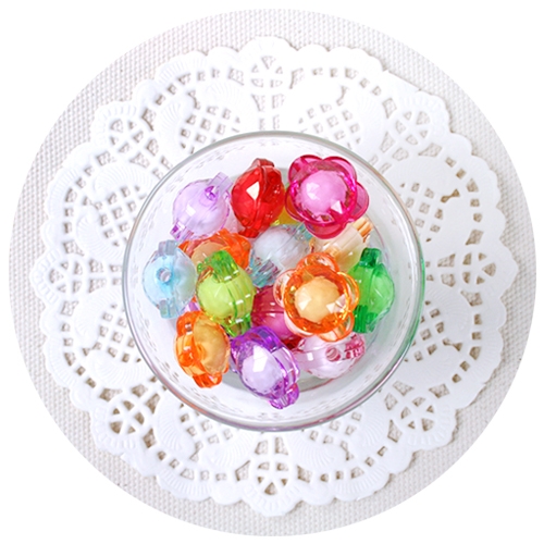 반제품 홀로그램 이중 꽃 비즈(약 35개)