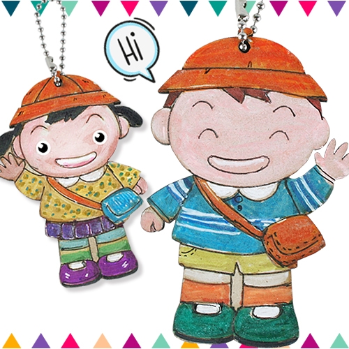 [반제품]캐릭터우드˝유치원가는꼬마들˝(고리포함)