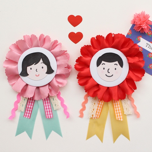 감사광목브로치_레드5set