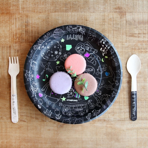 블랙 드로잉 접시 230파이 6p