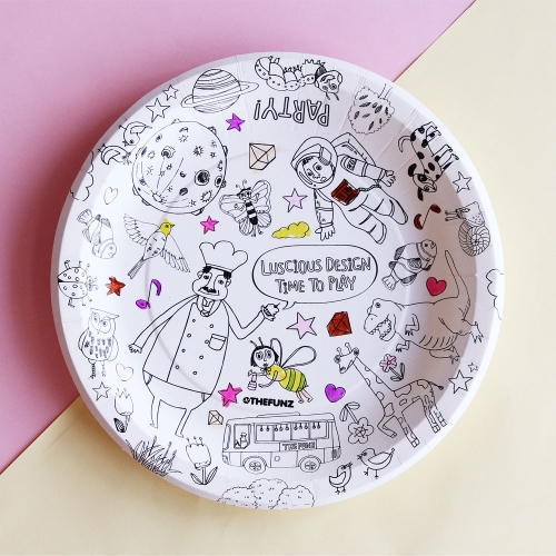 화이트 드로잉 접시 230파이 6p