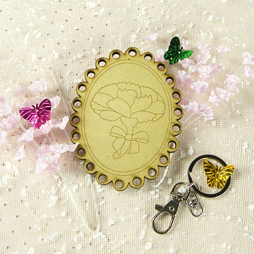 [반제품]카네이션 우드 키링(고리포함)