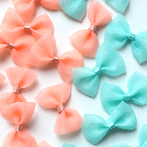 화사한코랄망사리본10p