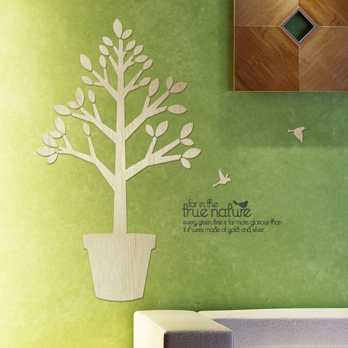 [우드스티커] 그린트리 (반제품) / 반제품(우드)+그레이(시트)