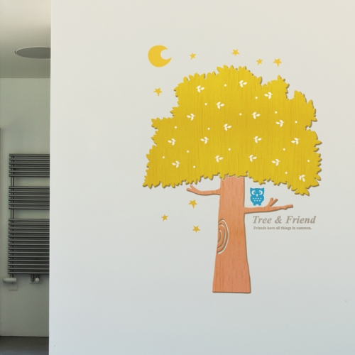 [우드스티커] 부엉이나무 (컬러완제품)