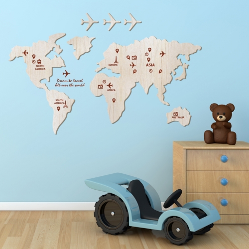 [우드스티커] 세계지도 (반제품) / 반제품(우드)+초코렛(시트)