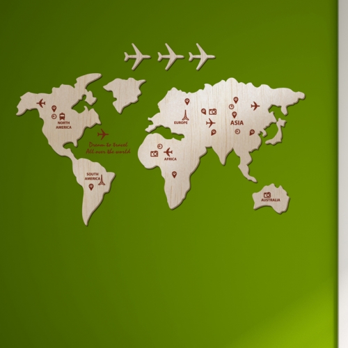 [우드스티커] 세계지도 (반제품) / 반제품(우드)+초코렛(시트)