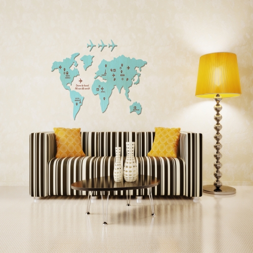 [우드스티커] 세계지도 (컬러완제품)