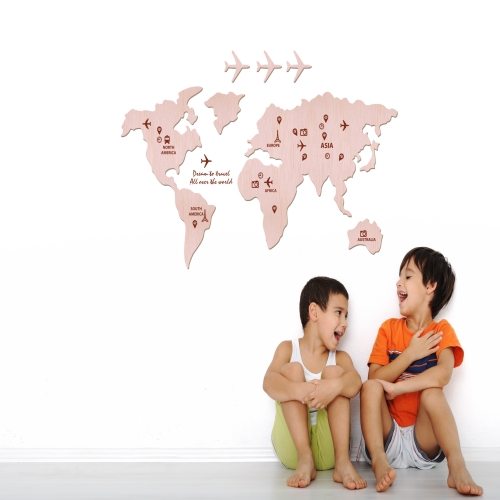 [우드스티커] 세계지도 (컬러완제품)