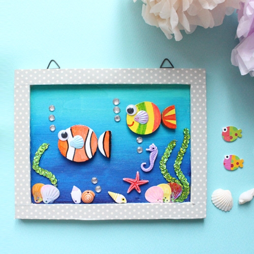 네모물고기액자 5set