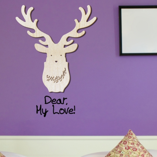 [우드스티커] 사슴벽장식 (반제품) / 반제품(우드)+블랙(시트)
