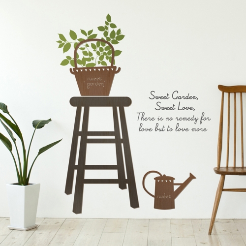 [우드스티커] 스툴과화분 (컬러완제품)