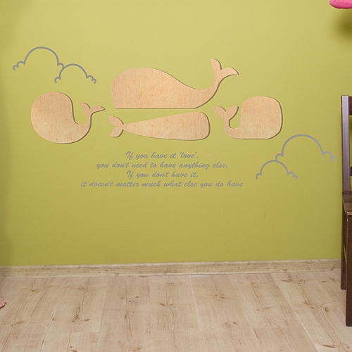 [우드스티커] 바다고래 (반제품) / 반제품(우드)+라이트그레이(시트)