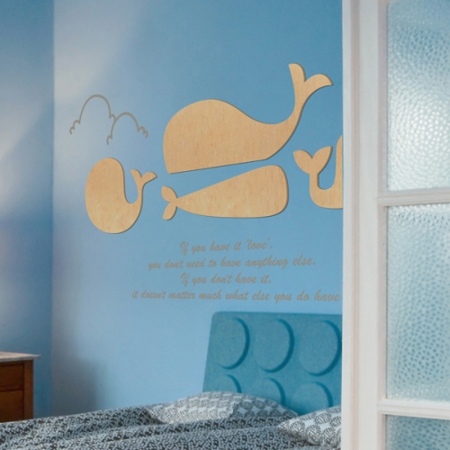 [우드스티커] 바다고래 (반제품) / 반제품(우드)+라이트그레이(시트)