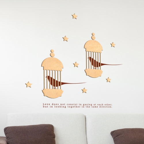 [우드스티커] 엔틱버드 (반제품) / 반제품(우드)+초코렛(시트)