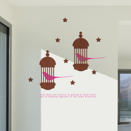 [우드스티커] 엔틱버드 (컬러완제품)