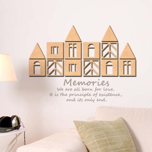 [우드스티커] 블록하우스 (반제품) / 반제품(우드)+라이트그레이(시트)