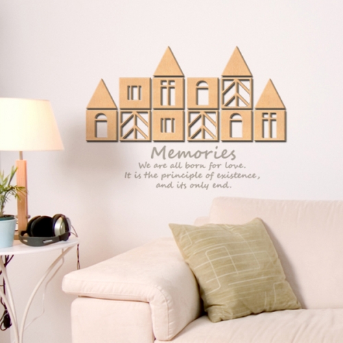 [우드스티커] 블록하우스 (반제품) / 반제품(우드)+라이트그레이(시트)