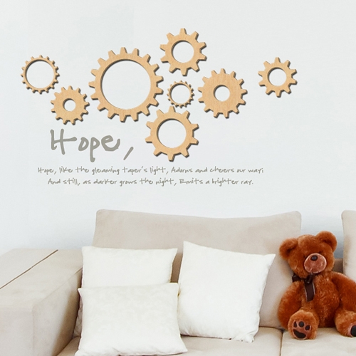 [우드스티커] 톱니바퀴 (반제품) / 반제품(우드)+라이트그레이(시트)