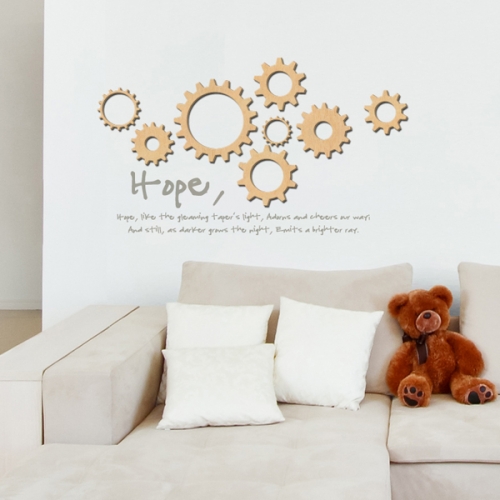 [우드스티커] 톱니바퀴 (반제품) / 반제품(우드)+라이트그레이(시트)