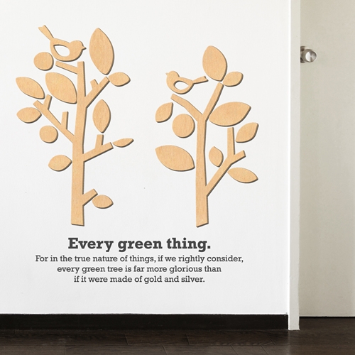 [우드스티커] 귀여운나무 (반제품) / 반제품(우드)+그레이(시트)