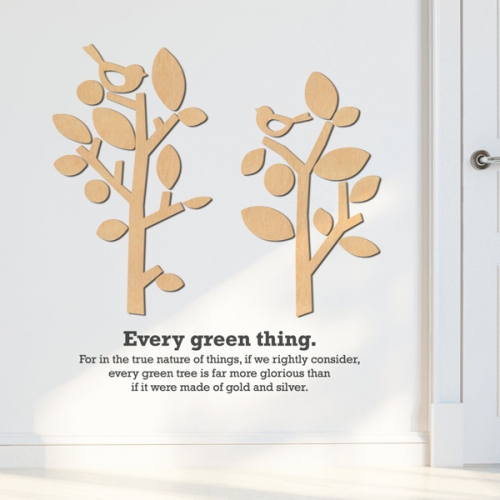 [우드스티커] 귀여운나무 (반제품) / 반제품(우드)+그레이(시트)