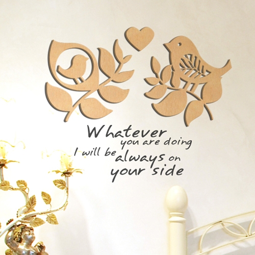 [우드스티커] 잎과새 (반제품) / 반제품(우드)+그레이(시트)