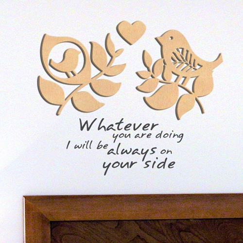 [우드스티커] 잎과새 (반제품) / 반제품(우드)+그레이(시트)