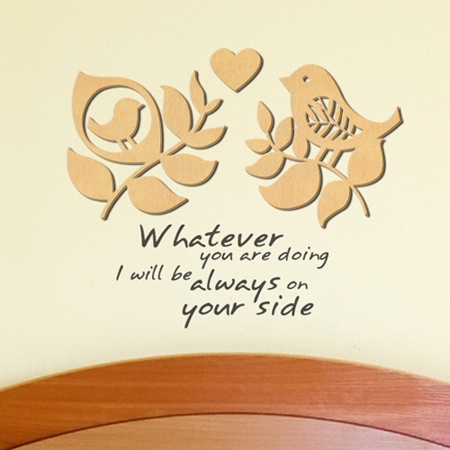 [우드스티커] 잎과새 (반제품) / 반제품(우드)+그레이(시트)