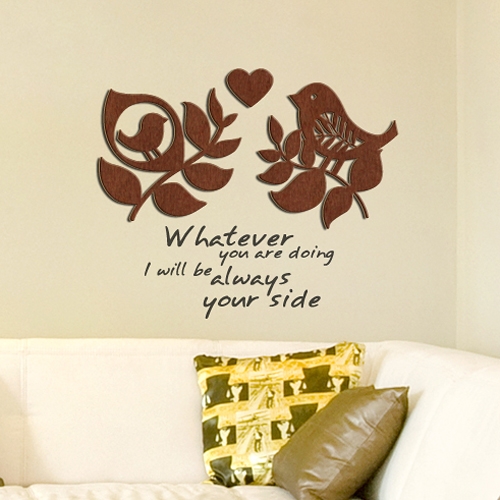 [우드스티커] 잎과새 (컬러완제품)