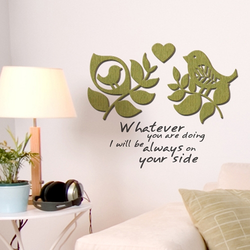 [우드스티커] 잎과새 (컬러완제품)