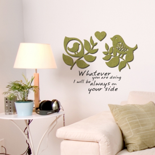 [우드스티커] 잎과새 (컬러완제품)