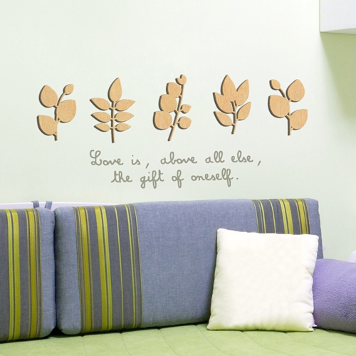 [우드스티커] 작은잎 (반제품) / 반제품(우드)+라이트그레이(시트)