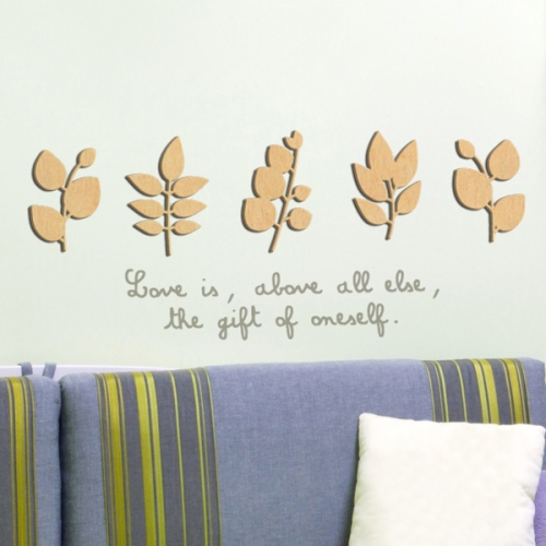 [우드스티커] 작은잎 (반제품) / 반제품(우드)+라이트그레이(시트)