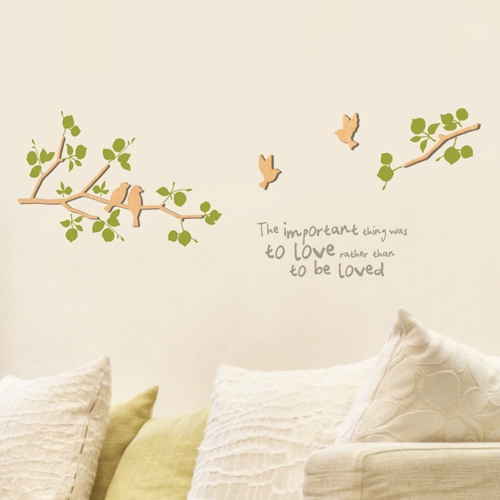 [우드스티커] 새와나무가지 (반제품) / 반제품(우드)+라.올리브(잎)+라.그레이(글자)