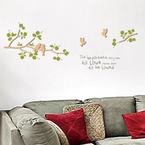 [우드스티커] 새와나무가지 (반제품) / 반제품(우드)+라.올리브(잎)+라.그레이(글자)