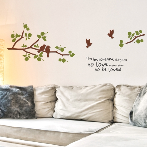 [우드스티커] 새와나무가지 (컬러완제품)