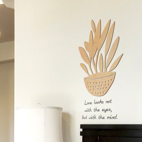 [우드스티커] 잎화분 (반제품) / 반제품(우드)+그레이(시트)