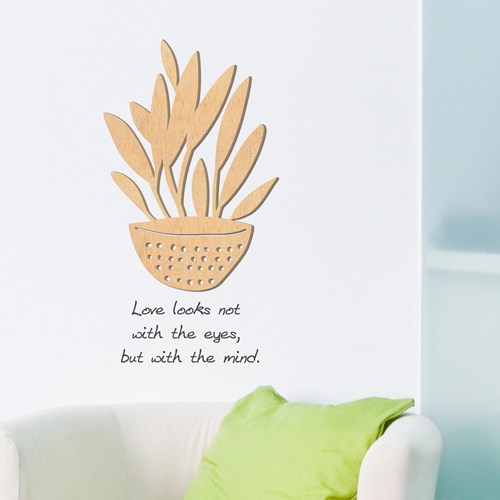 [우드스티커] 잎화분 (반제품) / 반제품(우드)+그레이(시트)