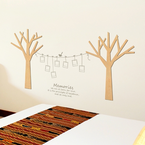 [우드스티커] 작은나무 (반제품) / 반제품(우드)+라이트그레이(시트)