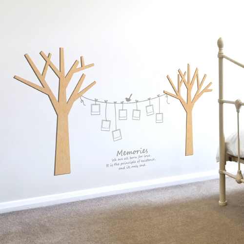 [우드스티커] 작은나무 (반제품) / 반제품(우드)+라이트그레이(시트)