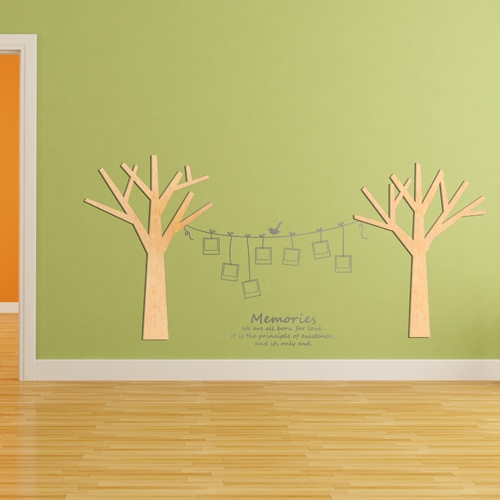 [우드스티커] 작은나무 (반제품) / 반제품(우드)+라이트그레이(시트)