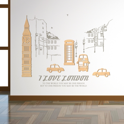 [우드스티커] 런던여행 (반제품) / 반제품(우드)+라이트그레이(시트)
