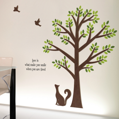 [우드스티커] 고양이와나무 (컬러완제품)